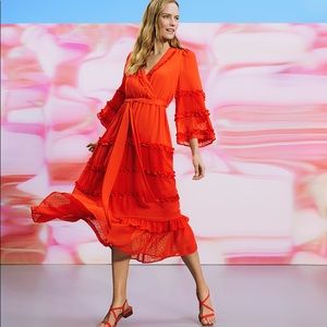 Alexis Angel sleeve tiered ruffle dress